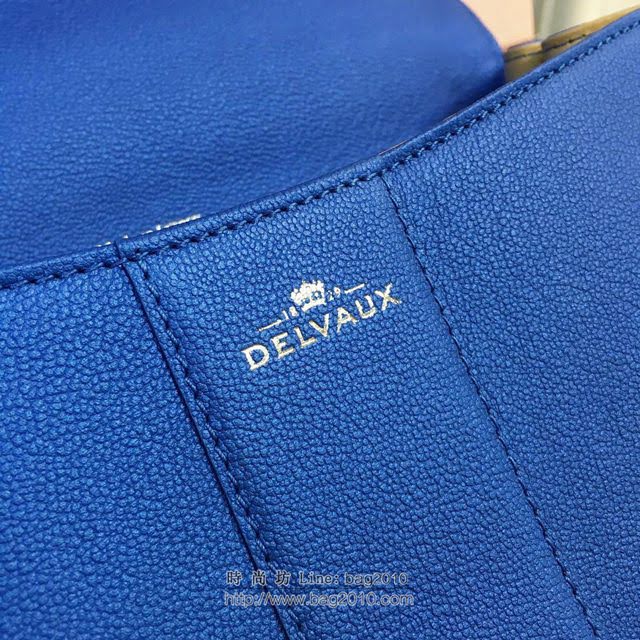 DELVAUX女包 頂級原單 Brillant系列 DV0028螢光藍 大號 德爾沃女手提包 顆粒紋牛皮 DELVAUX單肩包  fcs1006